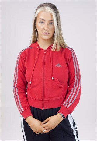 VINTAGE ADIDAS RED ZIP-UP HOODIE