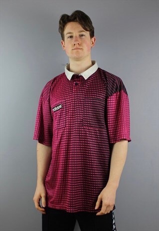 VINTAGE ADIDAS T-SHIRT/FOOTBALL SHIRT IN PINK EMBROIDERED