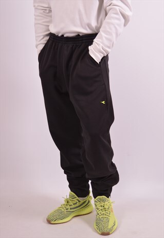 VINTAGE DIADORA TRACKSUIT TROUSERS BLACK