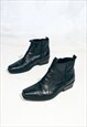 Vintage Y2K Leather Cowboy Boots in Black