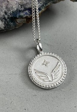Silver Angel Wings Necklace, 925 Sterling Silver Jewellery