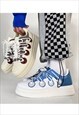DOUBLE LACES SNEAKERS FLAT SOLE TRAINERS IN BLUE