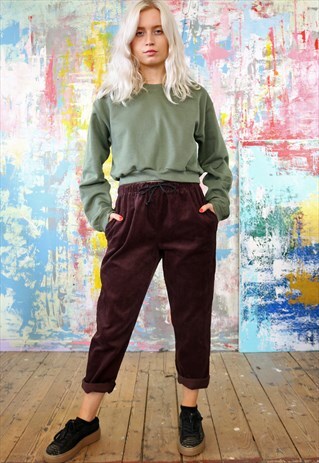 DRAWSTRING TROUSERS IN MULBERRY CORD