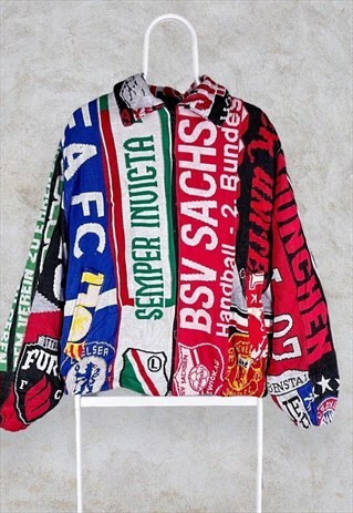 Vintage Reworked Football Scarf Bomber Jacket Harrington 