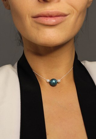 TURQUOISE SNAKESKIN PRINT CHOKER