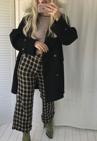 THE MOST INCREDIBLE VINTAGE 80S BLACK REAL WOOL JACKET