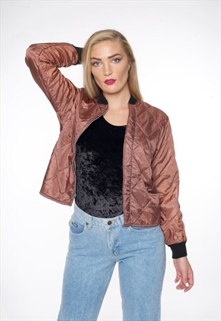 ROSE GOLD MID-LENGTH VINTAGE BOMBER JACKET