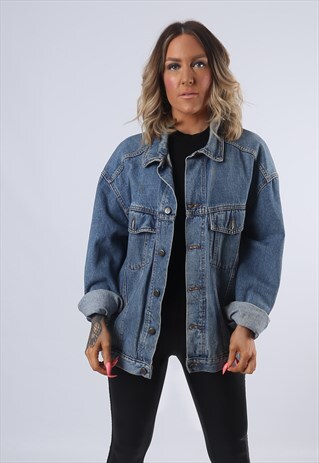 DENIM JACKET OVERSIZED FITTED VINTAGE UK 18 (EA4G)