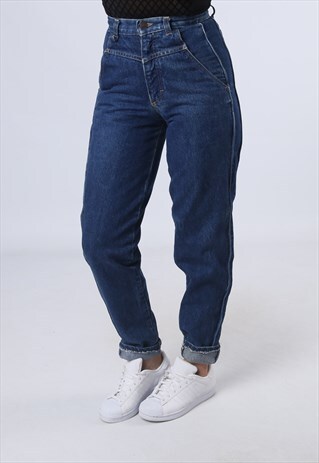 CALVIN KLEIN DENIM JEANS HIGH WAISTED TAPERED UK 6 - 8 (CKCD