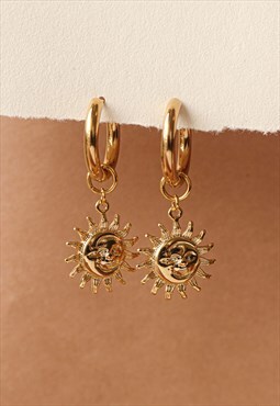 Gold Plated Sun Hoop Earrings - Waterproof & Tarnish Free