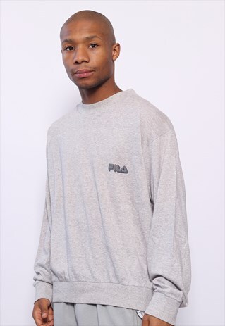 VINTAGE FILA CHEST LOGO LONG SLEEVE T-SHIRT GREY