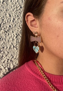 'MOLTEN HEART' Earrings Turquoise Pink