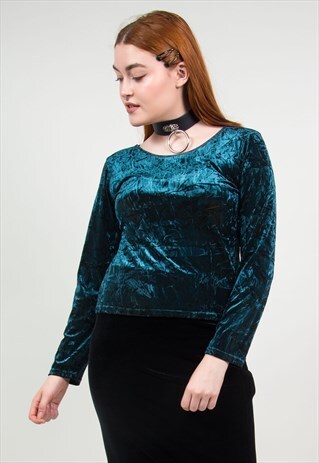 VINTAGE 90'S CRUSHED VELVET TOP T-SHIRT