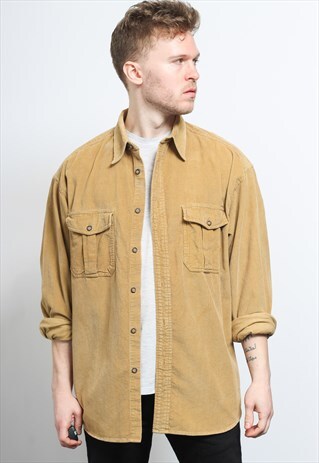 VINTAGE CORDUROY CORD SHIRT BROWN