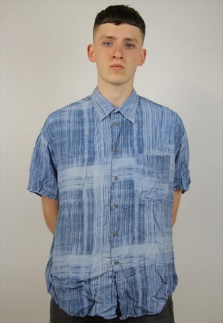 VINTAGE 90'S BLUE PATTERNED SHIRT