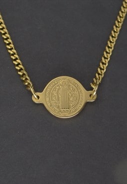 CRW Gold Saint Benedict Necklace 
