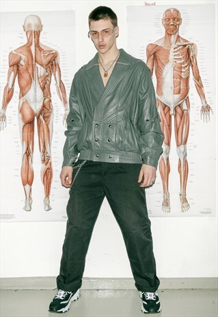 VINTAGE LEATHER GREY JACKET