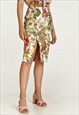 FLORAL COTTON PENCIL SKIRT IN EARTHY SHADES