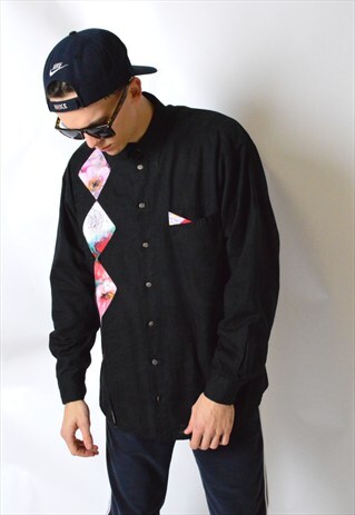 VINTAGE 80S BLACK RHOMB LONG SLEEVE SHIRT