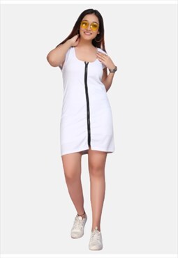 White Short Bodycon Vest Women Mini Interlock Party Dress 