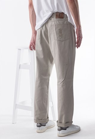 VINTAGE YVES SAINT LAURENT YSL CHINO PANTS 90S BEIGE