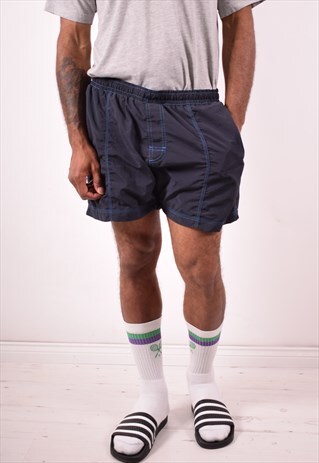 DIADORA MENS VINTAGE SHORTS LARGE BLUE 90S