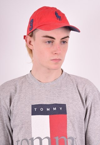 POLO RALPH LAUREN MENS VINTAGE CAP ONE SIZE RED 90S