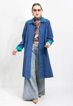 Vintage light coat in blue trench women M/L