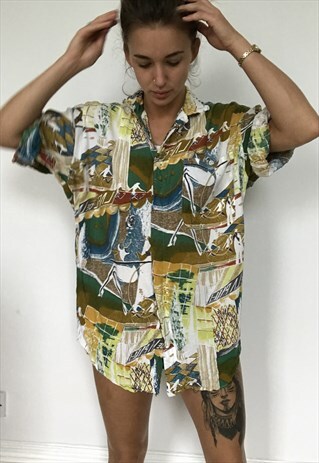 PATTERNED OVERSIZED RETRO VINTAGE UNISEX FESTIVAL SHIRT