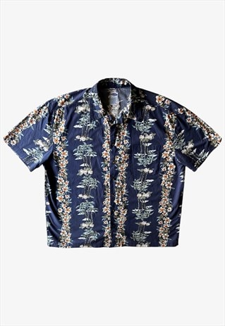 VINTAGE Y2K MEN'S OLD NAVY PALM TREE & FLORAL SHIRT