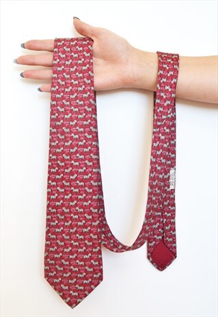 VINTAGE HERMES ZEBRA ANIMAL PRINT SAFARI SILK TIE