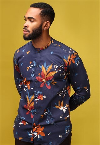 CRUX SLIM FIT SUMMER FLORAL LONGSLEEVE COTTON SHIRT