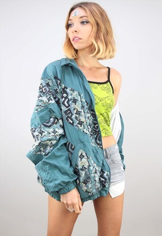 VINTAGE 80S 90S OVERSIZED FESTIVAL SHELL WINDBREAKER JACKET