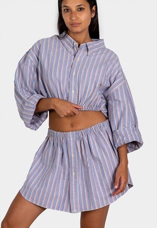 VINTAGE REWORKED SHIRT CO-ORD SET RALPH LAUREN TOP & SKIRT