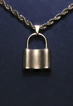 CRW Gold Lock Necklace 