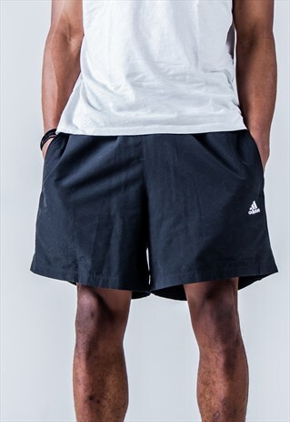 VINTAGE 90S ADIDAS SPORTS SHORTS IN BLACK
