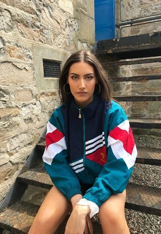 VINTAGE OVERSIZED WINDBREAKER FESTIVAL BOMBER SHELL JACKET