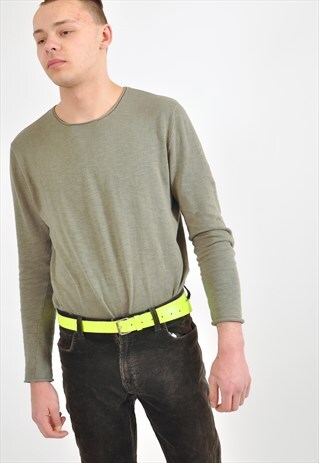 VINTAGE REAL LEATHER BELT IN NEON GREEN