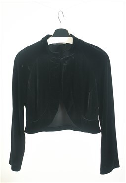 Vintage 90s velvet crop jacket in black