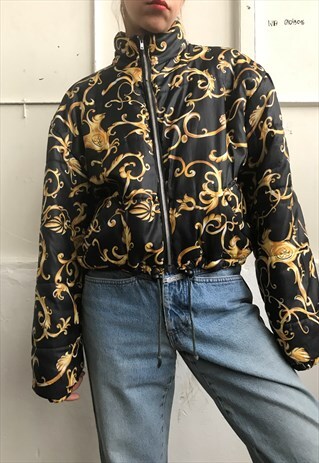 VINTAGE 90' UNIQUE BOMBER UNISEX BLACK PUFFER JACKET
