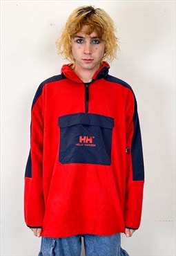 Vintage 90s red logo fleece jumper 