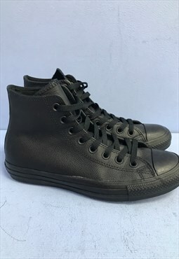 Black Mono Trainers Leather High Top 