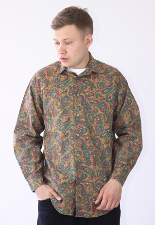 MENS BENETTON PAISLEY PRINT LONG SLEEVE SHIRT