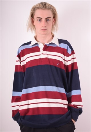 NAUTICA MENS VINTAGE SWEATSHIRT JUMPER XL MULTI STRIPES 90S