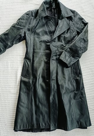 Black leather trenchcoat long leather suede jacket oversized 2024 bomber grunge matri