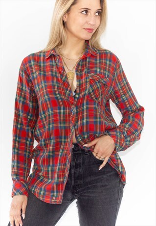 VINTAGE 90'S FLANNEL CHECK OVERSIZED BOYFRIEND SHIRT
