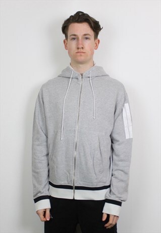 VINTAGE STONE ISLAND DENIMS HOODIE IN GREY WITH GRAPHIC LOGO