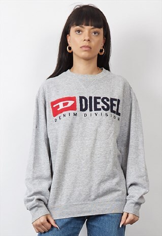 VINTAGE 90'S DIESEL LOGO GREY SWEATSHIRT