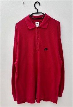 Vintage 90s Nike red long sleeve polo shirt XL 