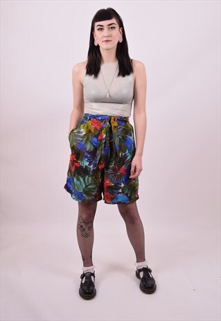 VINTAGE 80'S BRIGHT CRAZY PRINT HIGH WAIST SHORTS SIZE 10 12